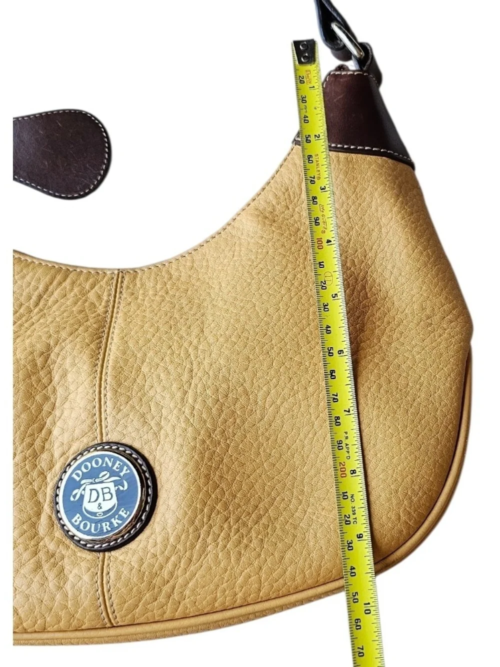 Vintage Dooney & Bourke Pebbled Leather Crescent Hobo Bag Yellow Y2K